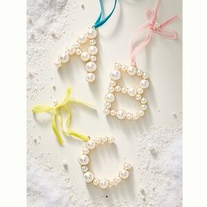 ‘E’ Anthropologie Pearl Monogram Ornament Letter E Gold Color